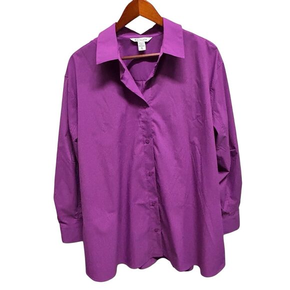 Athleta Jazzy Purple Button Down Shirt With Zipper Pocket  Women’s Size XL - Picture 4 of 14